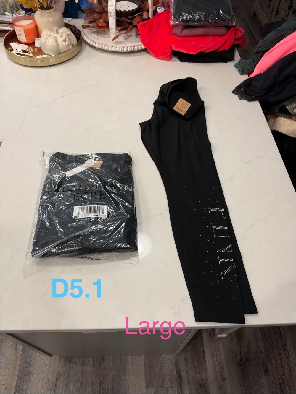 PINK Victoria's Secret ✨ Sparkle Black Leggings with Rhinestone Logo + Hoodie